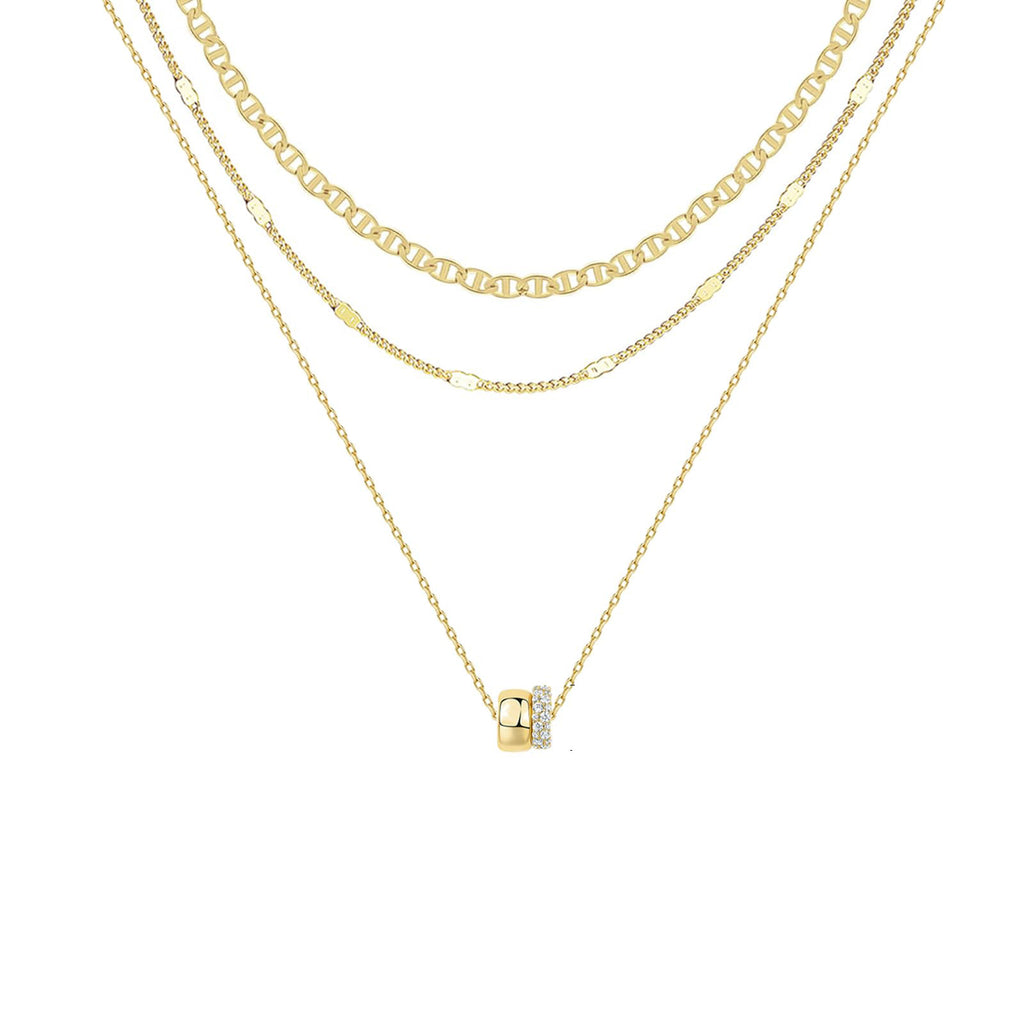 Triple-Layer Cubic Zirconia Cylinder Pendant Necklace