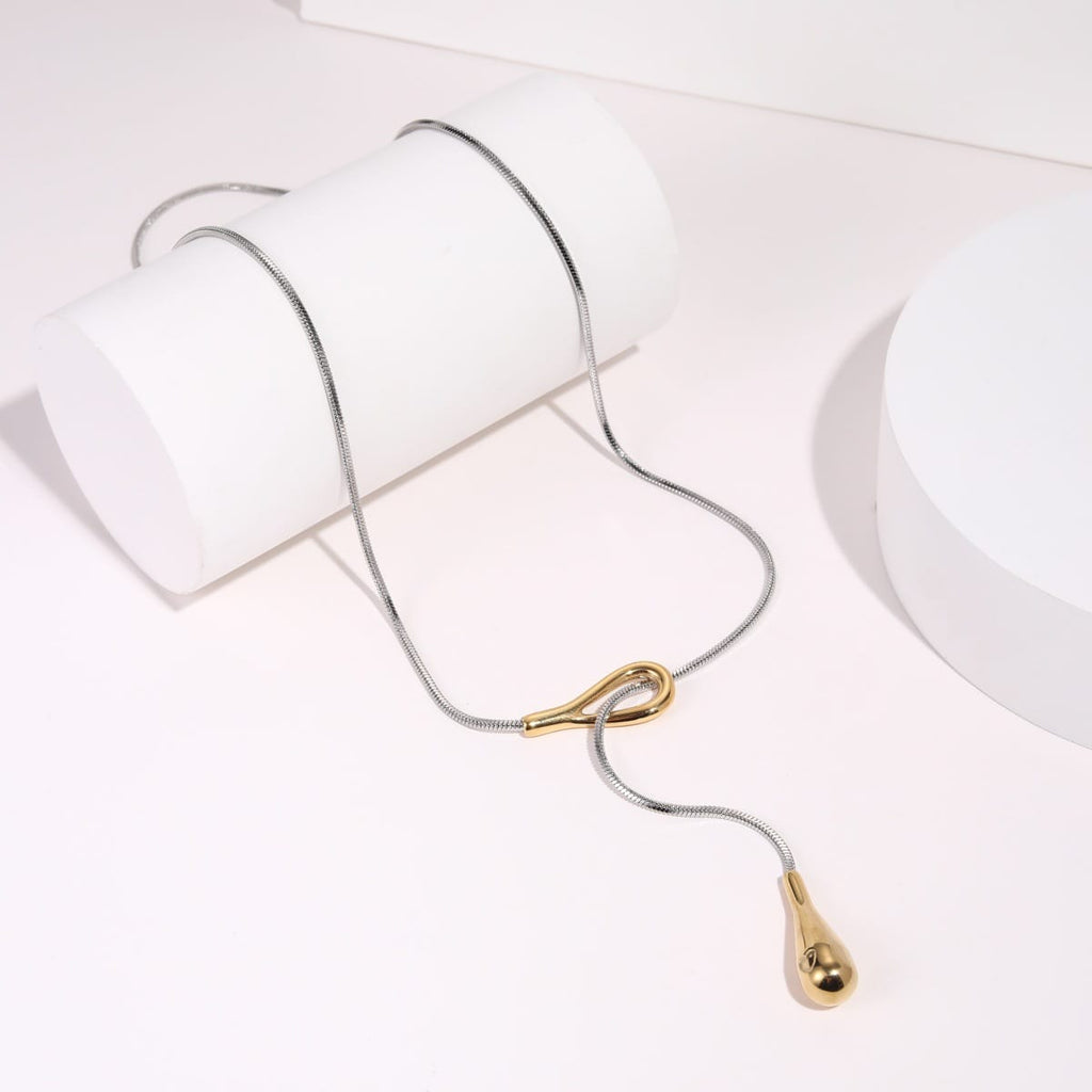 Minimalist Waterdrop Lariat Necklace