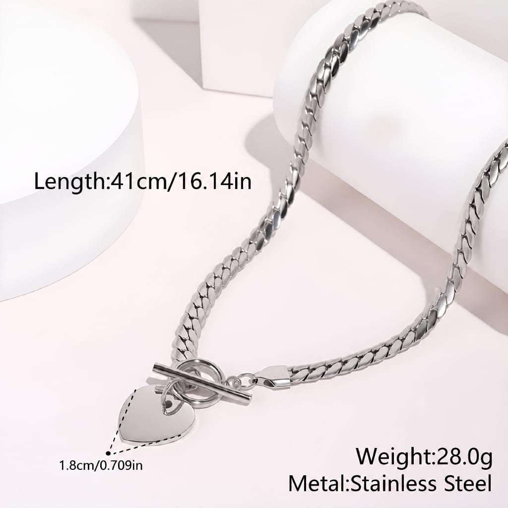 Heart Toggle Clasp Chunky Chain Necklace