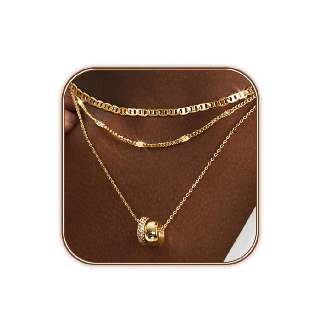 Triple-Layer Cubic Zirconia Cylinder Pendant Necklace