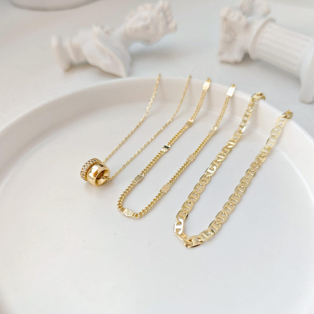 Triple-Layer Cubic Zirconia Cylinder Pendant Necklace