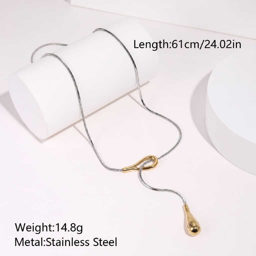 Minimalist Waterdrop Lariat Necklace