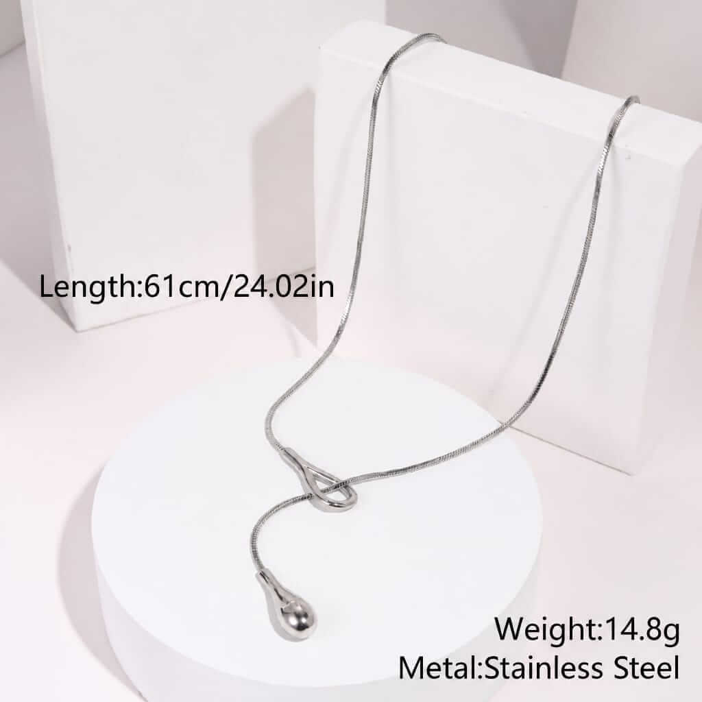 Minimalist Waterdrop Lariat Necklace