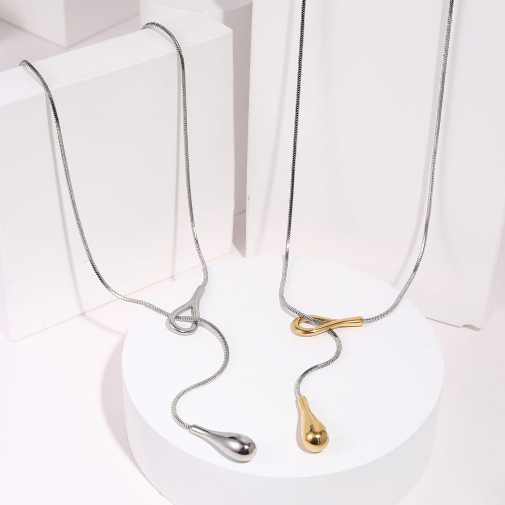 Minimalist Waterdrop Lariat Necklace