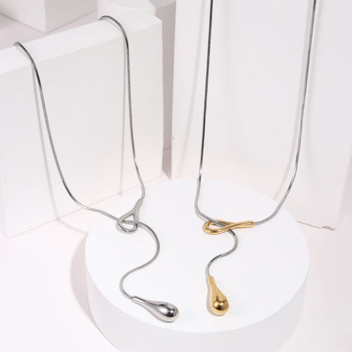 Minimalist Waterdrop Lariat Necklace